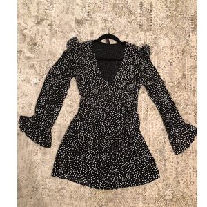 Black and white polka dot romper